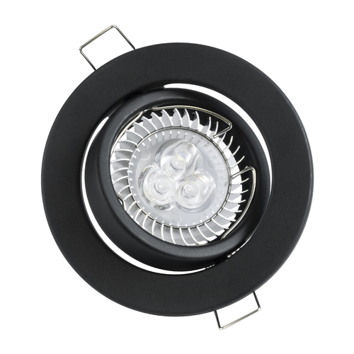 GLOBOSTAR® DELTA 77815 Χωνευτή Κινούμενη Βάση για Σποτ MR16 με Ντουί GU10/GU5.3 IP20 - Μαύρο Ματ - Μ9.2 x Π9.2 x Υ2.8cm / Q7.6cm