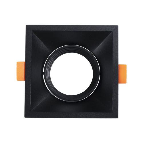 GLOBOSTAR® ALPHA 77833 Χωνευτή Κινούμενη Βάση για Σποτ MR16 με Ντουί GU10/GU5.3 IP20 - Μαύρο Ματ - Μ9 x Π9 x Υ4.5cm / Q8.3cm