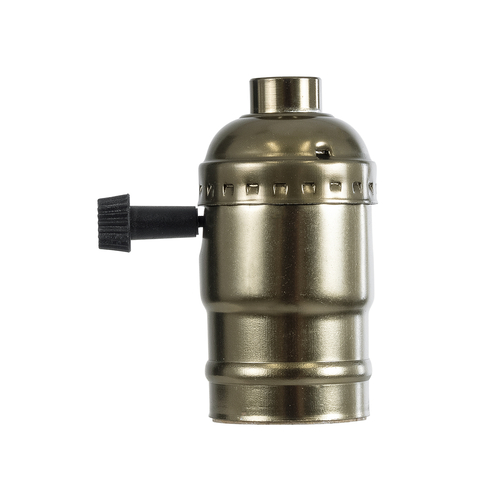 GLOBOSTAR® LAMPHOLDER 78964 Ντουί E27 με Διακόπτη On/Off IP20 Μπρούτζινο - Μ5.5 x Π3.6 x Υ7cm