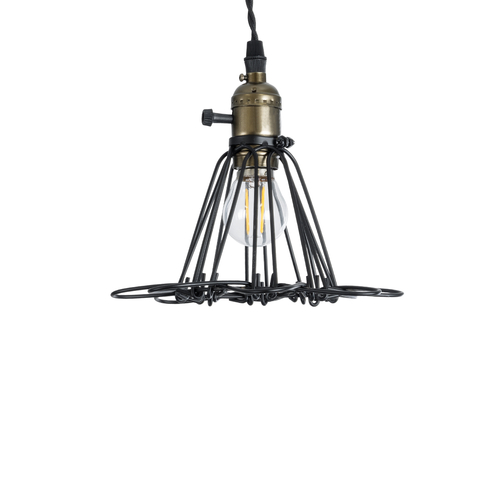 GLOBOSTAR® FLOWER IRON RUST 01181 Vintage Κρεμαστό Φωτιστικό Οροφής με Ντουί 1 x E27 AC 220-240V IP20 - Μαύρο & Μπρούτζινο - Μ10 x Π10 x Υ20cm