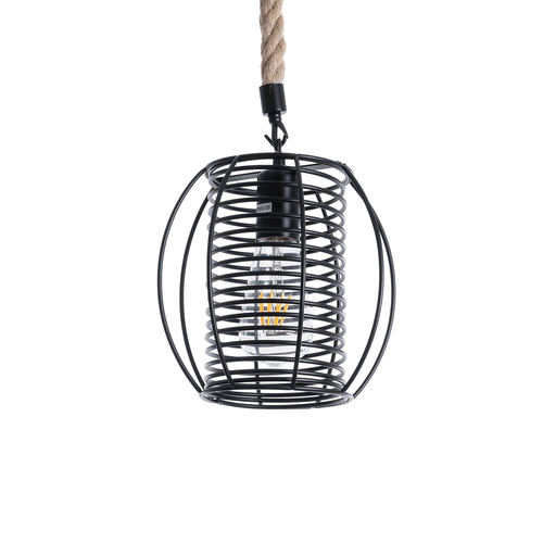 GLOBOSTAR® ORVAL 01689 Μοντέρνο Κρεμαστό Φωτιστικό Οροφής με Ντουί 1 x E27 AC 220-240V IP20 - Μαύρο & Μπεζ - Μ20 x Π20 x Υ20cm