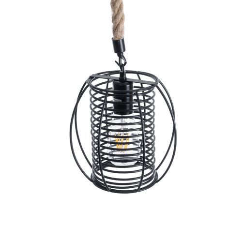 GLOBOSTAR® ORVAL 01689 Μοντέρνο Κρεμαστό Φωτιστικό Οροφής με Ντουί 1 x E27 AC 220-240V IP20 - Μαύρο & Μπεζ - Μ20 x Π20 x Υ20cm