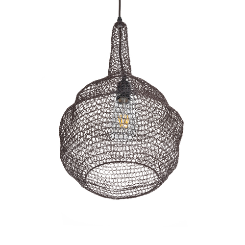 GLOBOSTAR® KENTUCKY 01881 Vintage Κρεμαστό Φωτιστικό Οροφής με Ντουί 1 x E27 AC 220-240V IP20 - Καφέ - Μ30 x Π30 x Υ50cm