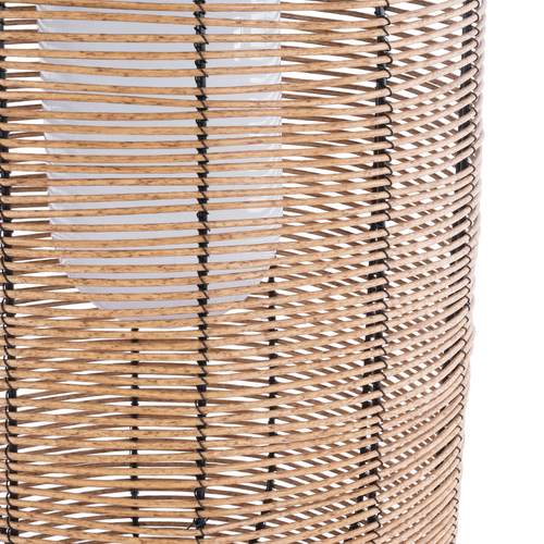 GloboStar® GRAMBIAN 02304 Boho Αυτόνομο Ηλιακό Κρεμαστό/Επιτραπέζιο Φωτιστικό Πορτατίφ LED 5W 200lm 180° με Ενσωματωμένη Μπαταρία IP65 Θερμό Λευκό 3000K Μπεζ Ξύλο - Μ30 x Π30 x Υ48cm - 2 Χρόνια Εγγύηση
