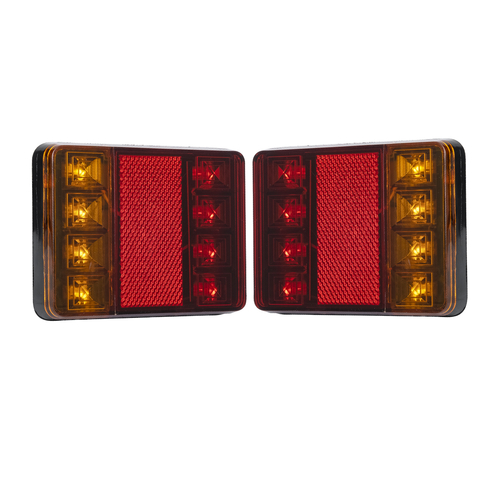 GLOBOSTAR® TAILIGHT 79931 Πίσω Φανάρι Οχημάτων LED 9W 450lm 140° DC 12V Αδιάβροχο IP65 Πορτοκαλί & Κόκκινο & Ψυχρό Λευκό 6000K - Μ12 x Π9.5 x Υ2cm - Πακέτο 2 Τεμαχίων - 1 Χρόνο Εγγύηση