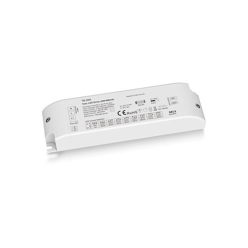 GLOBOSTAR® SKYDANCE-TE-25A 73134 DC Triac & Push Dimmer CC Τροφοδοτικό/Μετασχηματιστής SELV με 1 x 250-900mA 25W Κανάλι AC 220-240V σε DC 10-52V 900mA 25W Max IP20 - Triac & Push Dimming - Μ17.5 x Π4.4 x Υ3cm - 5 Χρόνια Εγγύηση