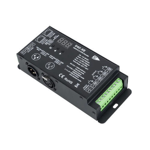 GLOBOSTAR® SKYDANCE-D4C-XE 73147 DC CC DMX Master Dimmer / Controller / Decoder Υψηλής Ταχύτητας με 4 x 700-1750mA 2.1-78.75W Κανάλια DC 12-48V σε DC 3-45V 7000mA 315W Max IP20 - DMX512 & RDM - Μ16.5 x Π7 x Υ3.7cm - 5 Χρόνια Εγγύηση