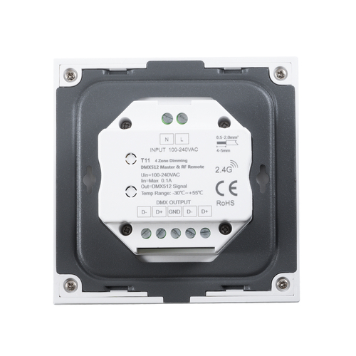 GloboStar® 73159 T11 SKYDANCE Ασύρματο DMX512 Επιτοίχιο Χειριστήριο RF 2.4Ghz 4 Group για όλα τα SKYDANCE DMX512 Controller AC 100-240V Max 0.1A - IP20 Μ8.5 x Μ8.5 x Π8.5 x Υ3.5cm - 5 Χρόνια Εγγύηση