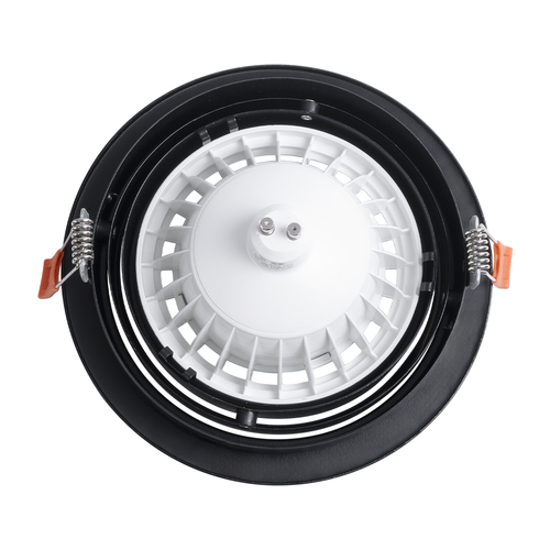 GLOBOSTAR® VITA 77851 Χωνευτή Κινούμενη Βάση για Σποτ AR111 για Ντουί GU10/GU5.3 IP20 - Μαύρο Ματ - Μ18 x Π18 x Υ4.5cm / Q16.5cm