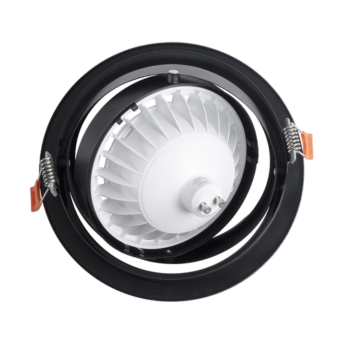 GLOBOSTAR® VITA 77851 Χωνευτή Κινούμενη Βάση για Σποτ AR111 για Ντουί GU10/GU5.3 IP20 - Μαύρο Ματ - Μ18 x Π18 x Υ4.5cm / Q16.5cm