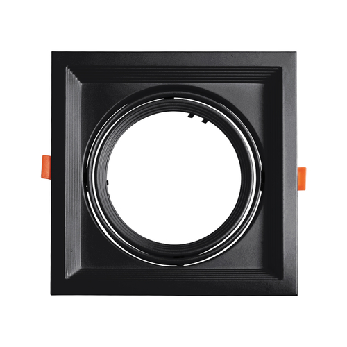 GLOBOSTAR® VITA 77853 Χωνευτή Κινούμενη Βάση για Σποτ AR111 για Ντουί GU10/GU5.3 IP20 - Μαύρο Ματ - Μ18 x Π18 x Υ4.5cm / Q17.5 x 17.5cm