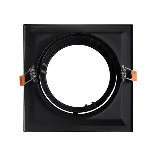 GLOBOSTAR® VITA 77853 Χωνευτή Κινούμενη Βάση για Σποτ AR111 για Ντουί GU10/GU5.3 IP20 - Μαύρο Ματ - Μ18 x Π18 x Υ4.5cm / Q17.5 x 17.5cm