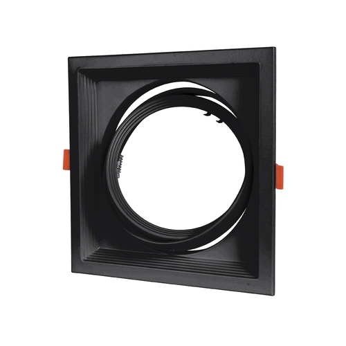 GLOBOSTAR® VITA 77853 Χωνευτή Κινούμενη Βάση για Σποτ AR111 για Ντουί GU10/GU5.3 IP20 - Μαύρο Ματ - Μ18 x Π18 x Υ4.5cm / Q17.5 x 17.5cm