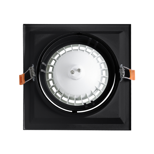 GLOBOSTAR® VITA 77853 Χωνευτή Κινούμενη Βάση για Σποτ AR111 για Ντουί GU10/GU5.3 IP20 - Μαύρο Ματ - Μ18 x Π18 x Υ4.5cm / Q17.5 x 17.5cm