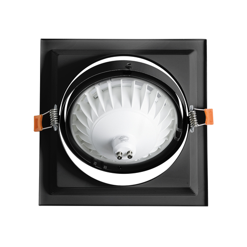 GLOBOSTAR® VITA 77853 Χωνευτή Κινούμενη Βάση για Σποτ AR111 για Ντουί GU10/GU5.3 IP20 - Μαύρο Ματ - Μ18 x Π18 x Υ4.5cm / Q17.5 x 17.5cm