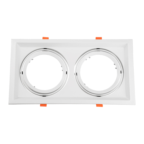 GLOBOSTAR® VITA 77854 Χωνευτή Κινούμενη Βάση για 2 x Σποτ AR111 για Ντουί GU10/GU5.3 IP20 - Λευκό - Μ33.5 x Π18 x Υ5.5cm / Q32.5 x 17cm