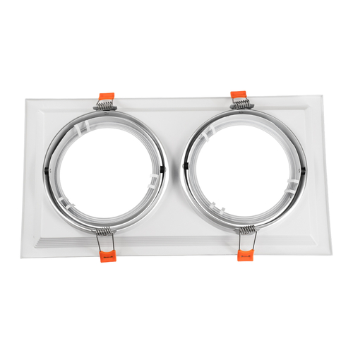 GLOBOSTAR® VITA 77854 Χωνευτή Κινούμενη Βάση για 2 x Σποτ AR111 για Ντουί GU10/GU5.3 IP20 - Λευκό - Μ33.5 x Π18 x Υ5.5cm / Q32.5 x 17cm