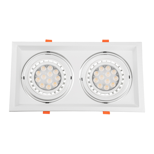 GLOBOSTAR® VITA 77854 Χωνευτή Κινούμενη Βάση για 2 x Σποτ AR111 για Ντουί GU10/GU5.3 IP20 - Λευκό - Μ33.5 x Π18 x Υ5.5cm / Q32.5 x 17cm