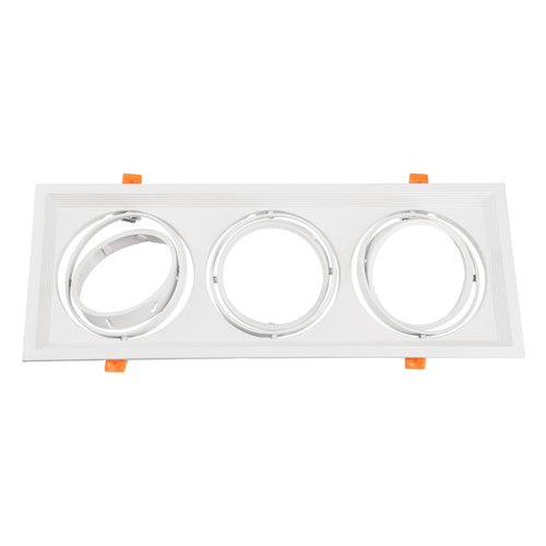 GLOBOSTAR® VITA 77856 Χωνευτή Κινούμενη Βάση για 3 x Σποτ AR111 για Ντουί GU10/GU5.3 IP20 - Λευκό - Μ48.7 x Π18 x Υ5.5cm / Q47.5 x 17cm