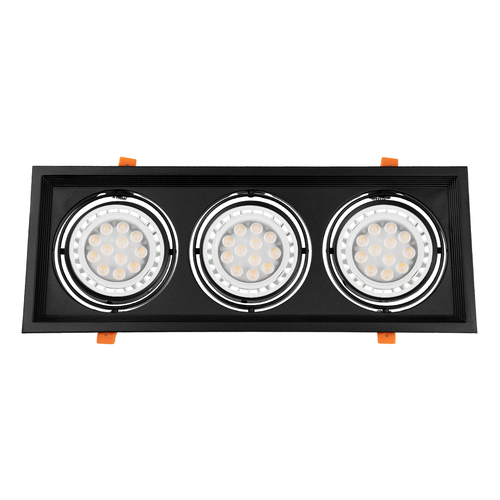 GLOBOSTAR® VITA 77857 Χωνευτή Κινούμενη Βάση για 3 x Σποτ AR111 για Ντουί GU10/GU5.3 IP20 - Μαύρο Ματ - Μ48.7 x Π18 x Υ5.5cm / Q47.5 x 17cm