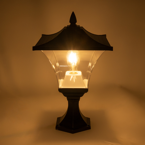 GLOBOSTAR® DIRAHIO 90552 Φωτιστικό Κολωνάκι Κήπου με Ντουί 1 x E27 AC 220-240V Αδιάβροχο IP65 - Γκρι Ανθρακί - Μ32 x Π32 x Υ52cm