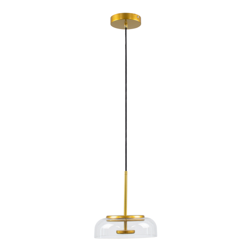 GLOBOSTAR® CHARLOTTE 00742 Μοντέρνο Κρεμαστό Φωτιστικό Οροφής LED 5W 500lm 180° AC 220-240V IP20 Θερμό Λευκό 2700K - Lumileds SMD Chip - Διάφανο & Χρυσό - Μ23 x Π23 x Υ23cm - 2 Χρόνια Εγγύηση