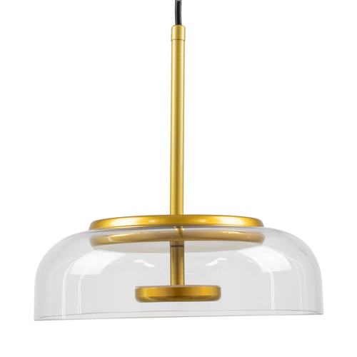 GLOBOSTAR® CHARLOTTE 00742 Μοντέρνο Κρεμαστό Φωτιστικό Οροφής LED 5W 500lm 180° AC 220-240V IP20 Θερμό Λευκό 2700K - Lumileds SMD Chip - Διάφανο & Χρυσό - Μ23 x Π23 x Υ23cm - 2 Χρόνια Εγγύηση