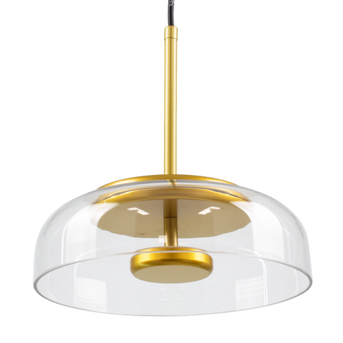 GLOBOSTAR® CHARLOTTE 00742 Μοντέρνο Κρεμαστό Φωτιστικό Οροφής LED 5W 500lm 180° AC 220-240V IP20 Θερμό Λευκό 2700K - Lumileds SMD Chip - Διάφανο & Χρυσό - Μ23 x Π23 x Υ23cm - 2 Χρόνια Εγγύηση