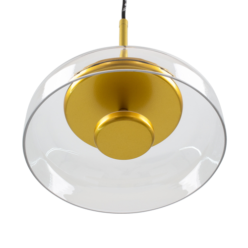 GLOBOSTAR® CHARLOTTE 00742 Μοντέρνο Κρεμαστό Φωτιστικό Οροφής LED 5W 500lm 180° AC 220-240V IP20 Θερμό Λευκό 2700K - Lumileds SMD Chip - Διάφανο & Χρυσό - Μ23 x Π23 x Υ23cm - 2 Χρόνια Εγγύηση