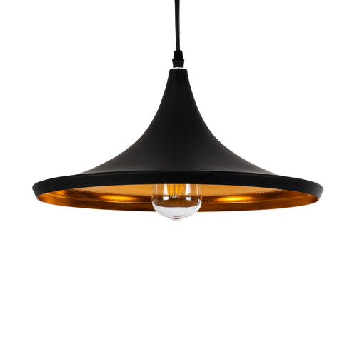 GLOBOSTAR® SHANGHAI 01025-B Μοντέρνο Κρεμαστό Φωτιστικό Οροφής με Ντουί 1 x E27 AC 220-240V IP20 - Μαύρο & Χρυσό - Μ37 x Π37 x Υ20cm