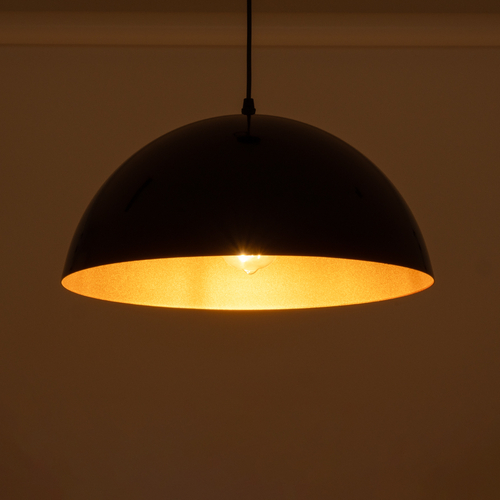 GLOBOSTAR® LUNE 01341 Μοντέρνο Κρεμαστό Φωτιστικό Οροφής με Ντουί 1 x E27 AC 220-240V IP20 - Μαύρο & Χρυσό - Μ40 x Π40 x Υ20cm