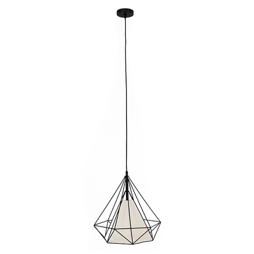 GLOBOSTAR® KAIRI 01618 Μοντέρνο Κρεμαστό Φωτιστικό Οροφής με Ντουί 1 x E27 AC 220-240V IP20 - Μαύρο & Λευκό - Μ38 x Π38 x Υ39cm