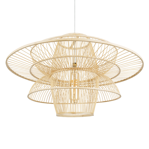 GLOBOSTAR® BALI 01758 Boho Κρεμαστό Φωτιστικό Οροφής με Ντουί 1 x E27 AC 220-240V IP20 - Μπεζ - Μ100 x Π100 x Υ60cm