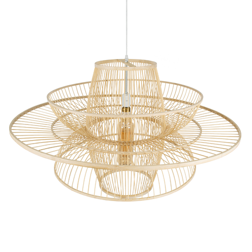 GLOBOSTAR® BALI 01758 Boho Κρεμαστό Φωτιστικό Οροφής με Ντουί 1 x E27 AC 220-240V IP20 - Μπεζ - Μ100 x Π100 x Υ60cm