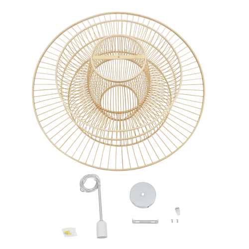 GLOBOSTAR® BALI 01758 Boho Κρεμαστό Φωτιστικό Οροφής με Ντουί 1 x E27 AC 220-240V IP20 - Μπεζ - Μ100 x Π100 x Υ60cm