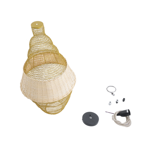 GLOBOSTAR® KENTUCKY 01910 Vintage Κρεμαστό Φωτιστικό Οροφής με Ντουί 1 x E27 AC 220-240V IP20 - Μπεζ - Μ40 x Π40 x Υ80cm