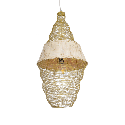 GLOBOSTAR® KENTUCKY 01910 Vintage Κρεμαστό Φωτιστικό Οροφής με Ντουί 1 x E27 AC 220-240V IP20 - Μπεζ - Μ40 x Π40 x Υ80cm