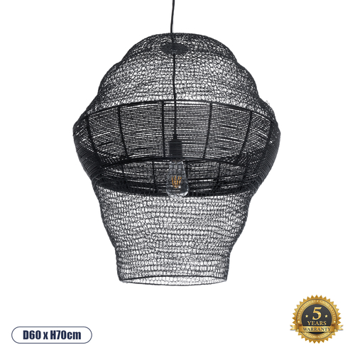 GLOBOSTAR® KENTUCKY 01912 Vintage Κρεμαστό Φωτιστικό Οροφής με Ντουί 1 x E27 AC 220-240V IP20 - Μαύρο - Μ60 x Π60 x Υ70cm