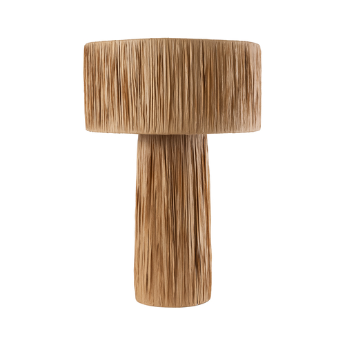 GloboStar® NASSAU 02233 Boho Επιτραπέζιο Φωτιστικό Πορτατίφ Μονόφωτο 1 x E27 IP20 Καφέ Raffia - Μ37 x Π37 x Υ55cm