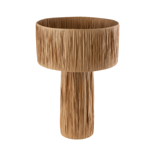 GloboStar® NASSAU 02233 Boho Επιτραπέζιο Φωτιστικό Πορτατίφ Μονόφωτο 1 x E27 IP20 Καφέ Raffia - Μ37 x Π37 x Υ55cm