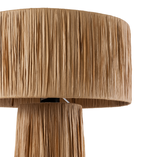 GloboStar® NASSAU 02233 Boho Επιτραπέζιο Φωτιστικό Πορτατίφ Μονόφωτο 1 x E27 IP20 Καφέ Raffia - Μ37 x Π37 x Υ55cm