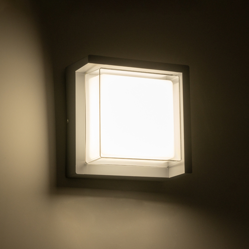 GLOBOSTAR® APEX 60771 Μοντέρνο Φωτιστικό Τοίχου - Απλίκα LED 10W 1050lm 120° AC 220-240V Αδιάβροχο IP65 Φυσικό Λευκό 4500K - Bridgelux SMD Chip - Γκρι - Μ17 x Π17 x Υ9cm - 3 Χρόνια Εγγύηση