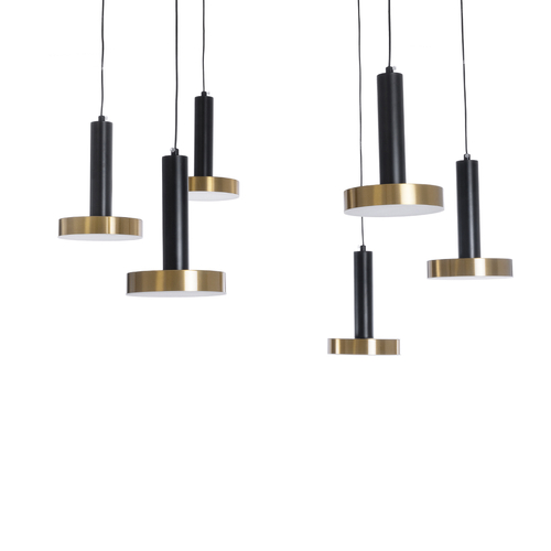 GLOBOSTAR® ZANE 60935 Μοντέρνο Κρεμαστό Φωτιστικό Οροφής LED 100W 11200lm 120° AC 220-240V IP20 Ρυθμιζόμενο Λευκό CCT με Χειριστήριο από 2700K έως 6000K Dimmable - Lumileds SMD Chip - Μαύρο Ματ & Χρυσό - Μ80 x Π80 x Υ20cm - 3 Χρόνια Εγγύηση