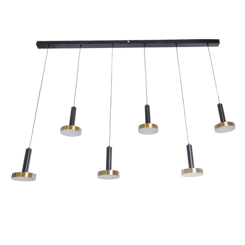 GLOBOSTAR® ZANE 60937 Μοντέρνο Κρεμαστό Φωτιστικό Οροφής LED 100W 11200lm 120° AC 220-240V IP20 Ρυθμιζόμενο Λευκό CCT με Χειριστήριο από 2700K έως 6000K Dimmable - Lumileds SMD Chip - Μαύρο Ματ & Χρυσό - Μ160 x Π15 x Υ20cm - 3 Χρόνια Εγγύηση