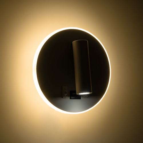 GLOBOSTAR® LADY-R 60939 Μοντέρνο Φωτιστικό Τοίχου - Απλίκα Ξενοδοχείου Reading Light με Φορτιστή USB 3A LED 6W 600lm 36° & 360° AC 220-240V IP20 Φυσικό Λευκό 4500K - Bridgelux COB & TÜV SÜD Driver - Λευκό Ματ - Μ15 x Π15 x Υ17cm - 3 Χρόνια Εγγύηση