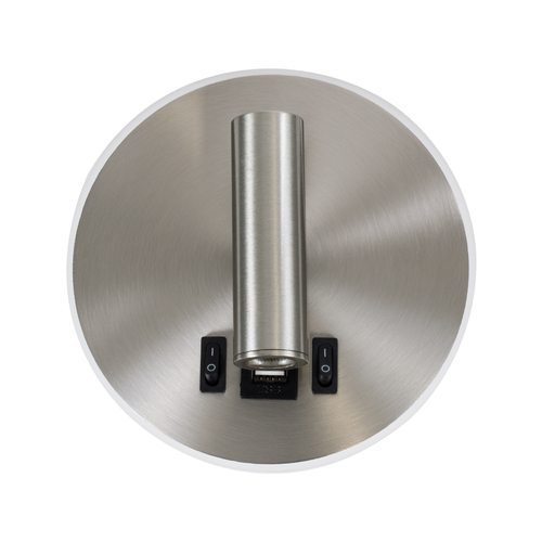 GLOBOSTAR® LADY-R 60941 Μοντέρνο Φωτιστικό Τοίχου - Απλίκα Ξενοδοχείου Reading Light με Φορτιστή USB 3A LED 6W 600lm 36° & 360° AC 220-240V IP20 Φυσικό Λευκό 4500K - Bridgelux COB Chip & TÜV SÜD Driver - Νίκελ Βούρτσας - Μ15 x Π15 x Υ17cm - 3 Χρόνια Εγγύηση