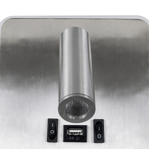 GLOBOSTAR® LADY-S 60945 Μοντέρνο Φωτιστικό Τοίχου - Απλίκα Ξενοδοχείου Reading Light με Φορτιστή USB 3A LED 6W 600lm 36° & 360° AC 220-240V IP20 Φυσικό Λευκό 4500K - Bridgelux COB Chip & TÜV SÜD Driver - Νίκελ Βούρτσας - Μ15 x Π15 x Υ7cm - 3 Χρόνια Εγγύηση