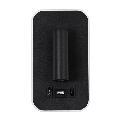 GLOBOSTAR® LADY-O 61363 Μοντέρνο Φωτιστικό Τοίχου - Απλίκα Ξενοδοχείου Reading Light με Φορτιστή USB 3A LED 10W 1000lm 36° & 360° AC 220-240V IP20 Φυσικό Λευκό 4500K - Bridgelux COB Chip & TÜV SÜD Driver - Μαύρο Ματ - Μ10.5 x Π10 x Υ18.5cm - 3 Χρόνια Εγγύηση