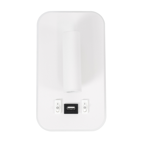 GLOBOSTAR® LADY-O 61364 Μοντέρνο Φωτιστικό Τοίχου - Απλίκα Ξενοδοχείου Reading Light με Φορτιστή USB 3A LED 10W 1000lm 36° & 360° AC 220-240V IP20 Φυσικό Λευκό 4500K - Bridgelux COB Chip & TÜV SÜD Driver - Λευκό Ματ - Μ10.5 x Π10 x Υ18.5cm - 3 Χρόνια Εγγύηση