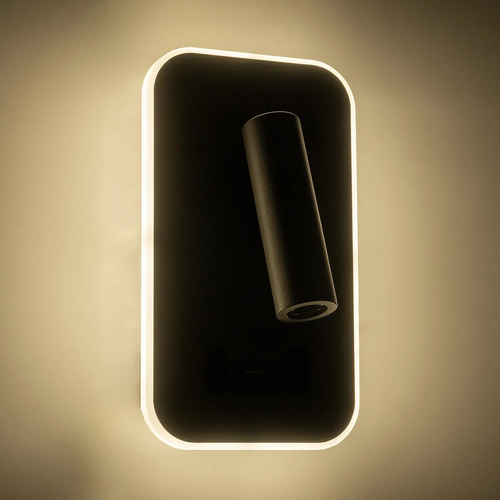 GLOBOSTAR® LADY-O 61365 Μοντέρνο Φωτιστικό Τοίχου - Απλίκα Ξενοδοχείου Reading Light με Φορτιστή USB 3A LED 10W 1000lm 36° & 360° AC 220-240V IP20 Φυσικό Λευκό 4500K - Bridgelux COB Chip & TÜV SÜD Driver - Γκρι Ματ - Μ10.5 x Π10 x Υ18.5cm - 3 Χρόνια Εγγύηση